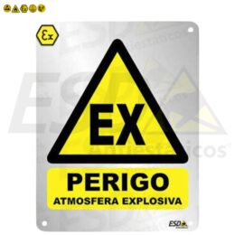 Placa ESD EX Perigo Atmosfera Explosiva em Alumínio