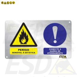 Placa ESD para Aterramento Perigo em Alumínio