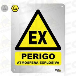 Placa ESD EX Perigo Atmosfera Explosiva em Alumínio