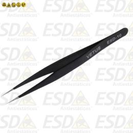 Pinça ESD Inox Reta com Revestimento Dissipativo T10