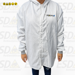 JAQUETA ESD BRANCA TECIDO POLIESTER