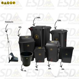 Coletor Plástico / Lixeira ESD + Vassoura com coletor ESD